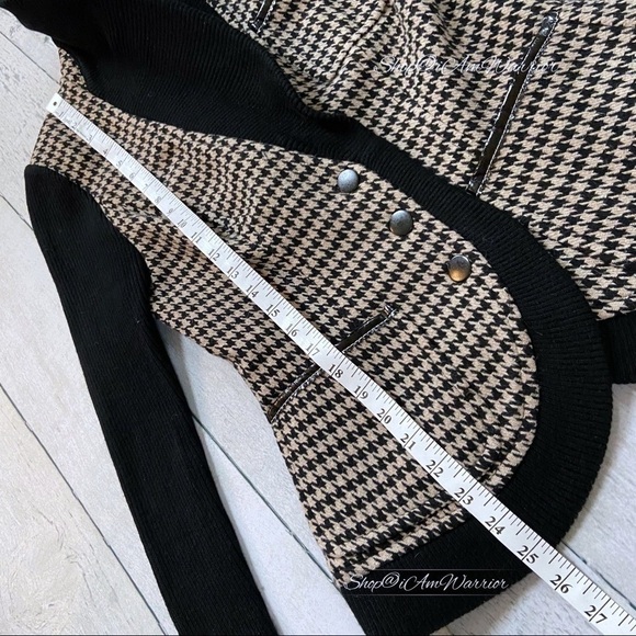 Tracy Reese tan & black houndstooth wool cardigan sweater blazer Shop@iAmWarrior - Picture 7 of 10